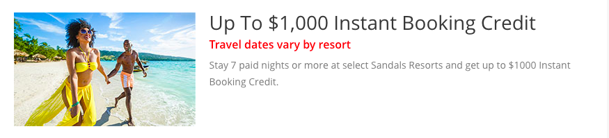 Deals on Sandals resorts.