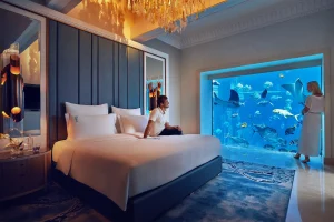Underwater hotel suite in Dubai.
